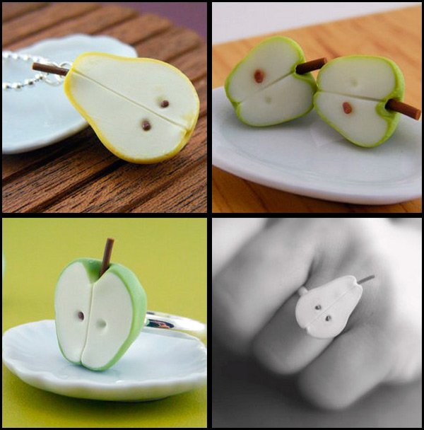 Bijoux - photo poire et pommes