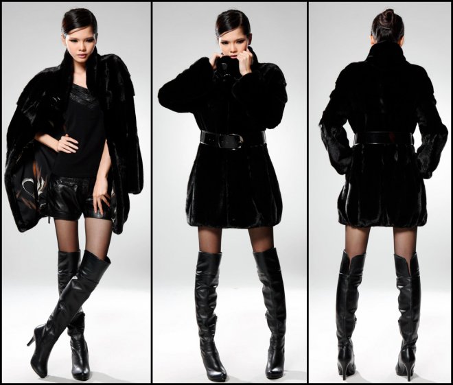 Manteau en fourrure de vison Elite NAFA noir