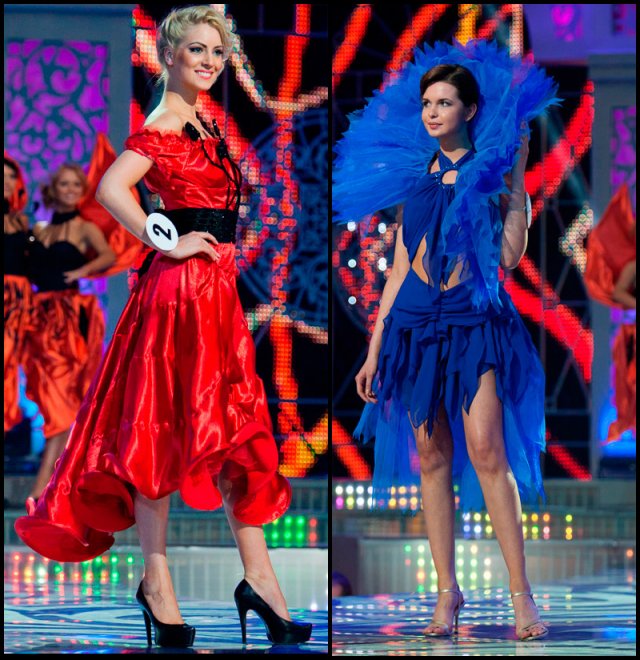 Miss Biélorussie sort en costumes de fleurs