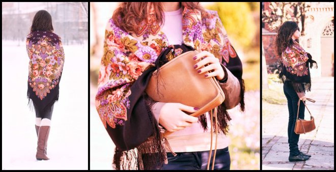 Châles et écharpes russes en laine photo