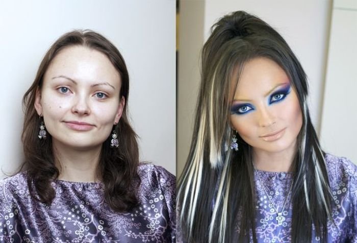 Coiffures et maquillage, photos avant et après