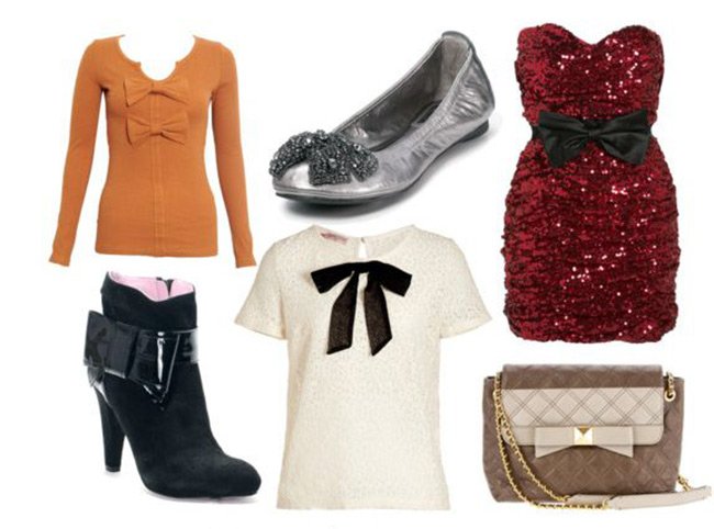 Beaux arcs en tissu comme décoration dans les vêtements, photo