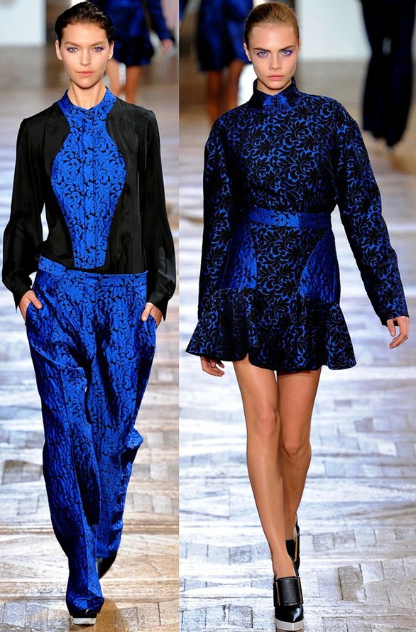 Les modèles montrent des vêtements de brocart