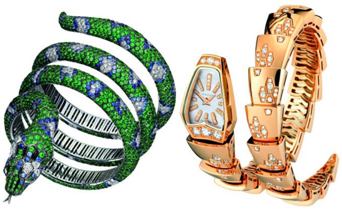 Bijoux, montres en forme de serpent, photo