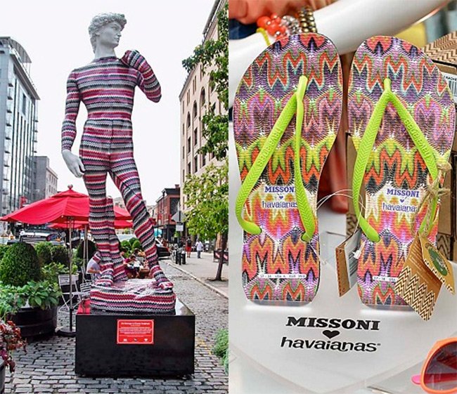 Statue de David en vêtements par Missoni photo