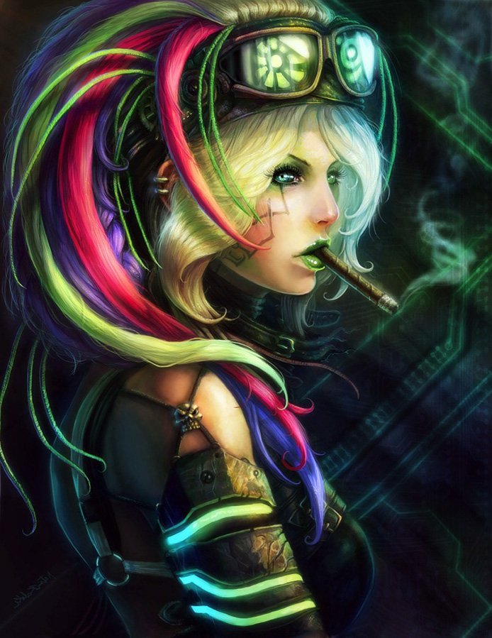 Style cyber-goth, photo de fille