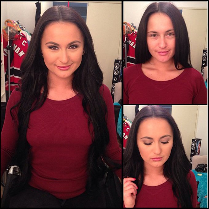 Fille et maquillage, avant et après maquillage