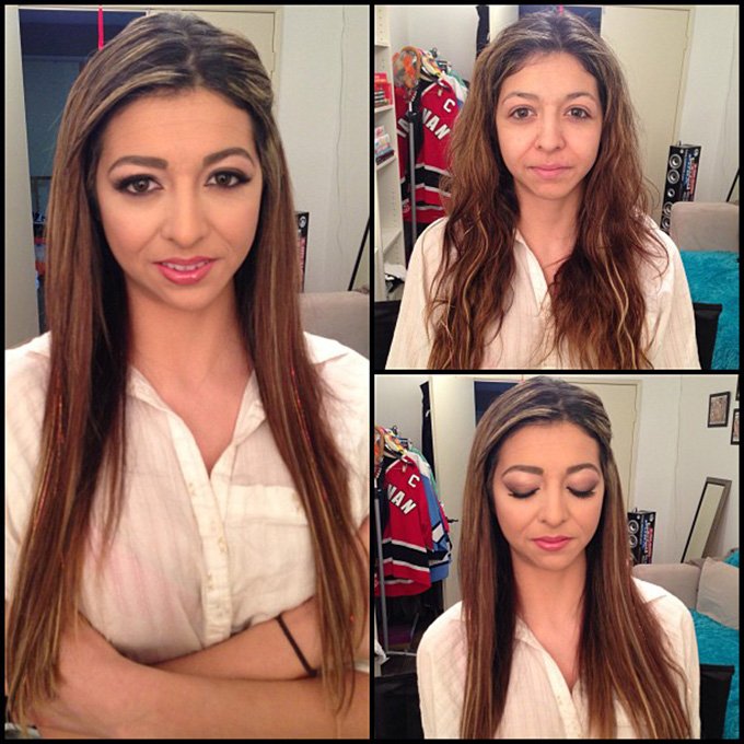 Cosmétiques et maquillage professionnels, photos avant et après