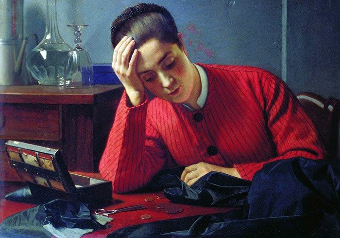 Fille au travail, photo d'une couturière