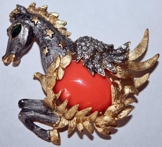 Broche vintage, cheval, photo
