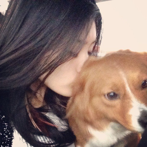 Top model Ming Xi, photo avec chien