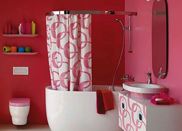 Salle de bain dans les tons roses