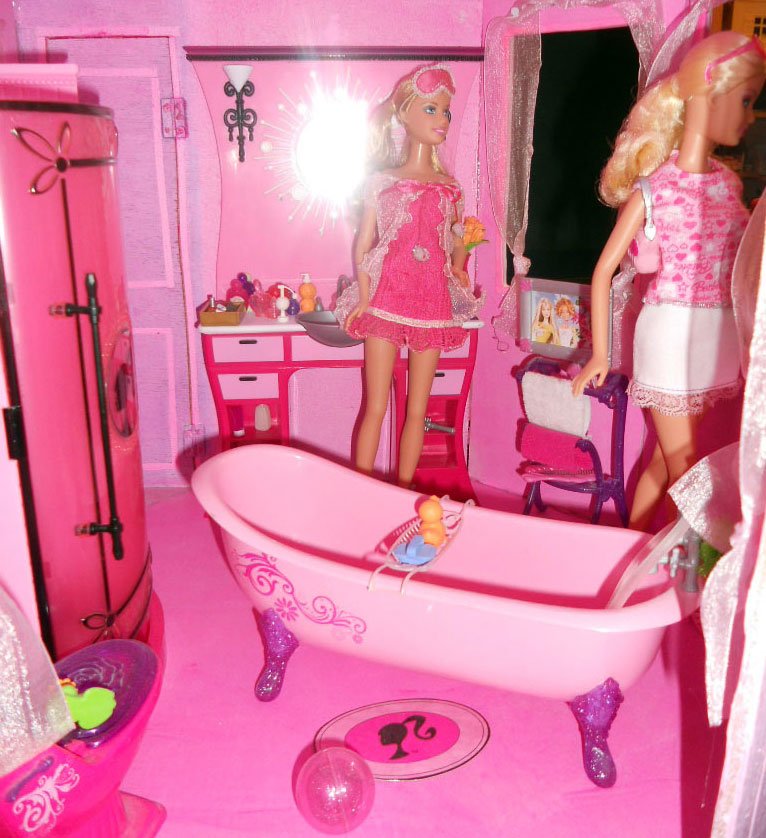 Salle de bain dans les tons roses