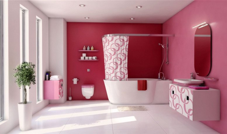 Salle de bain rose