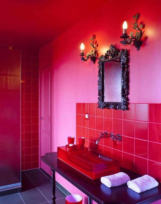 salle de bain en rose