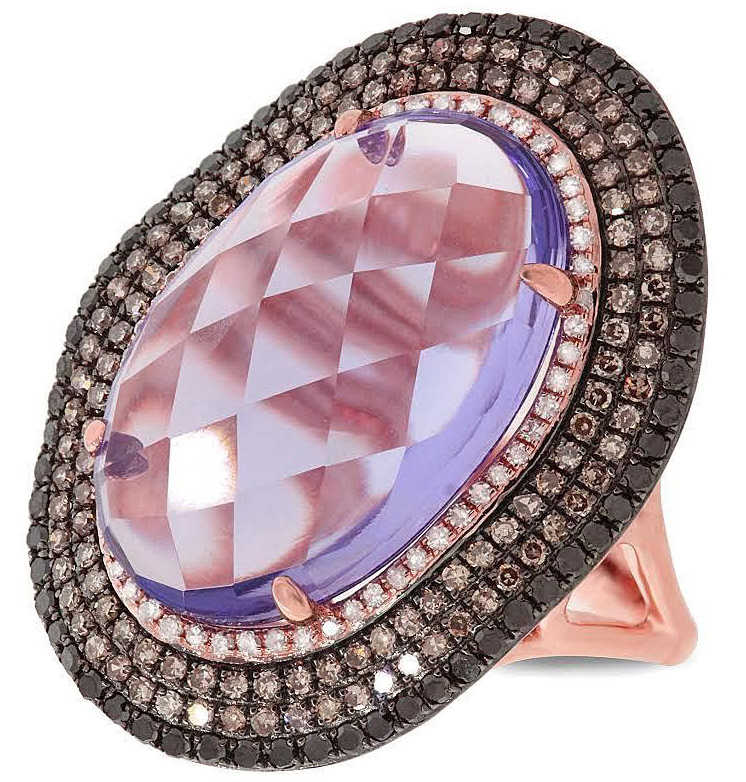 Bague avec pierre d'améthyste naturelle