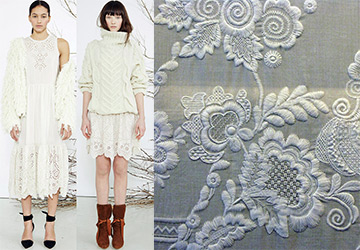 Broderie au point de bourdon blanc pour la décoration de vêtement