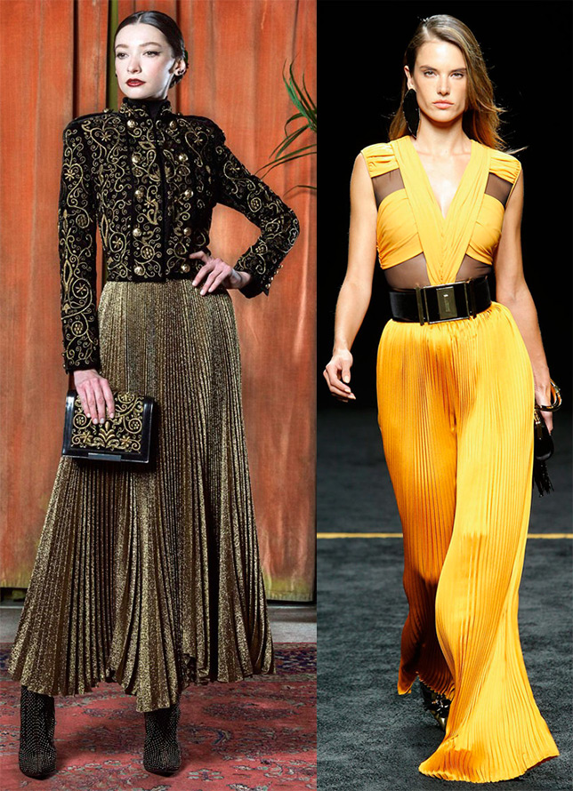 Plis sur les robes et jupes des collections 15-16