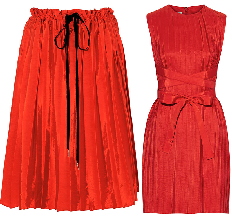 Robe et jupe en taffetas rouge