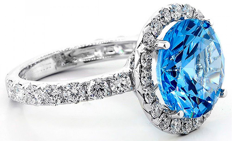 Bague avec grande aigue-marine