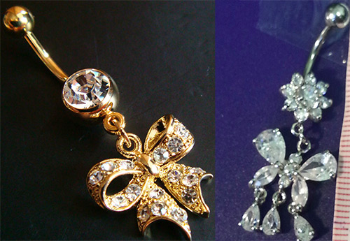 Boucles d'oreilles en or et diamants pour piercing au nombril