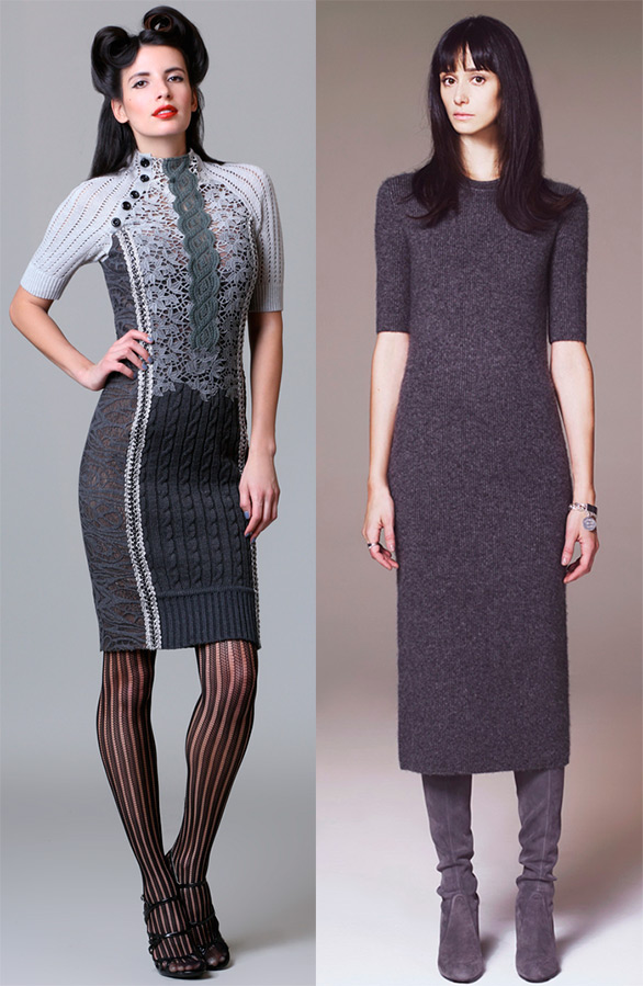 Filles en robes tricotées