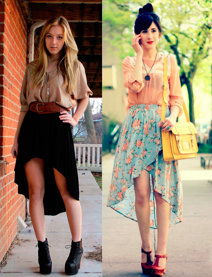 Jupes courtes avec traine