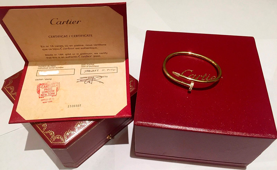 Bracelets chics en or Cartier pour les amoureux