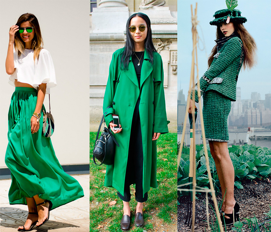 Nuances de vert dans les vêtements