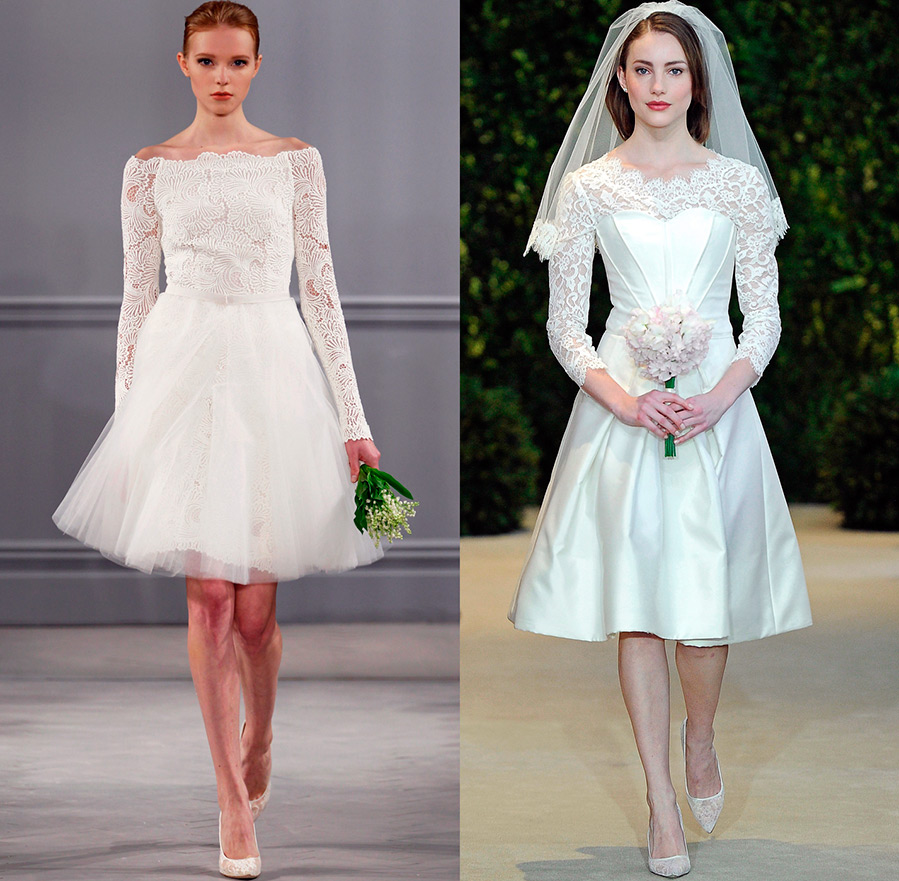 Robe de mariée courte à manches longues
