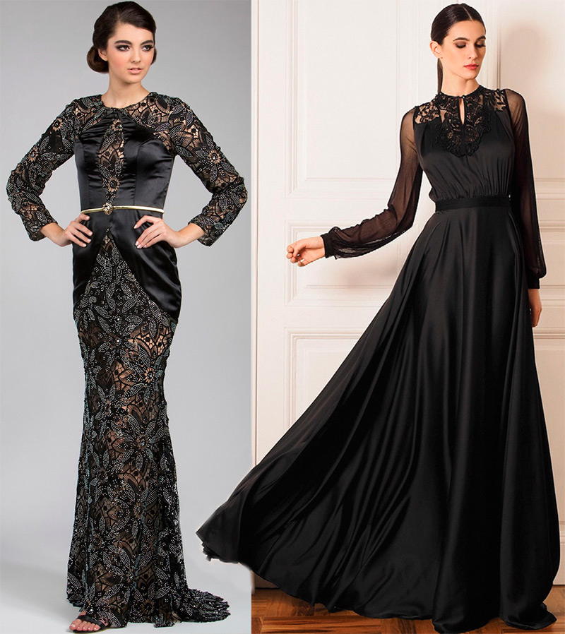 20 robes noires au sol des collections actuelles