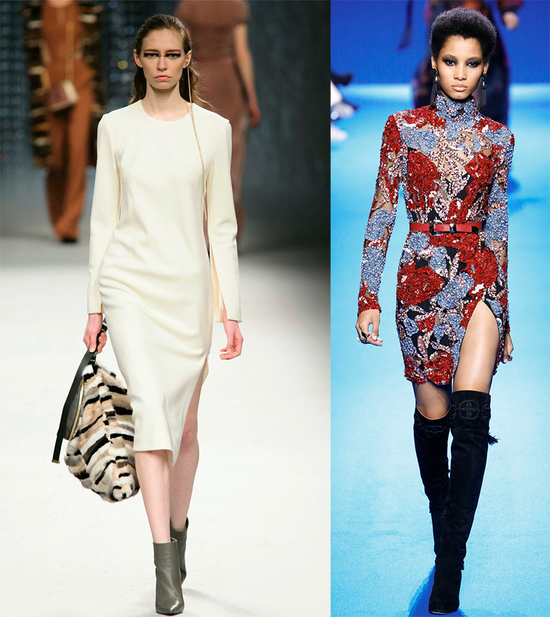 Robe avec fente sur les côtés et sur la jambe