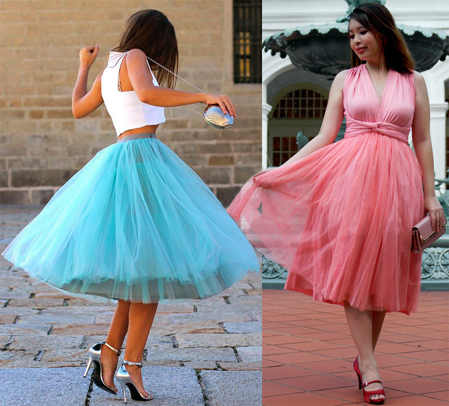 Jupe et robe en tulle