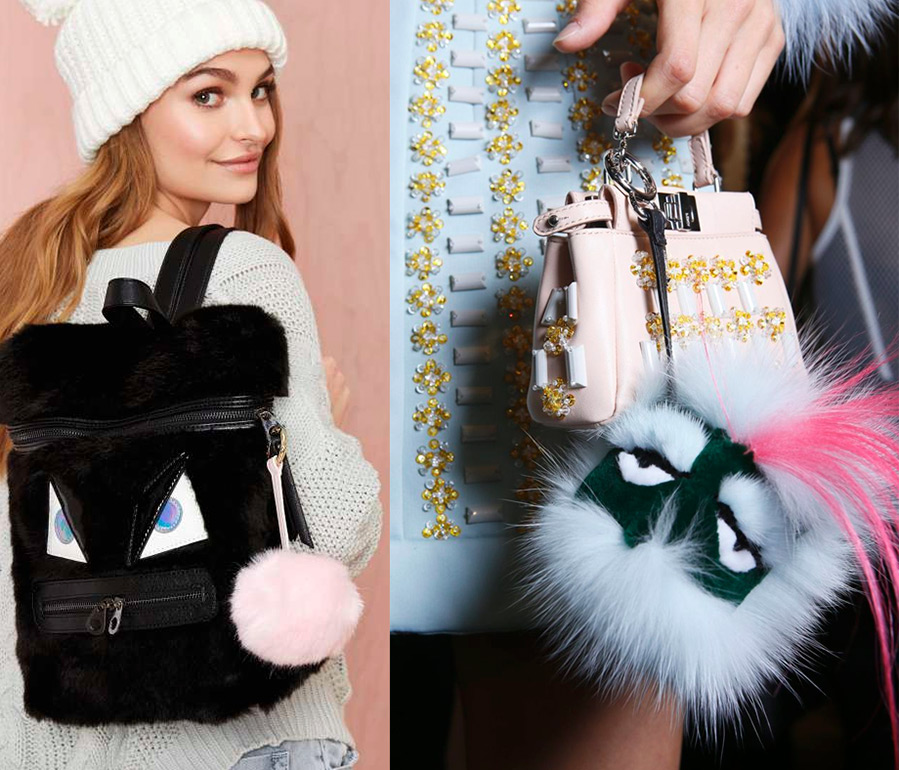 sac porte-clés en fourrure