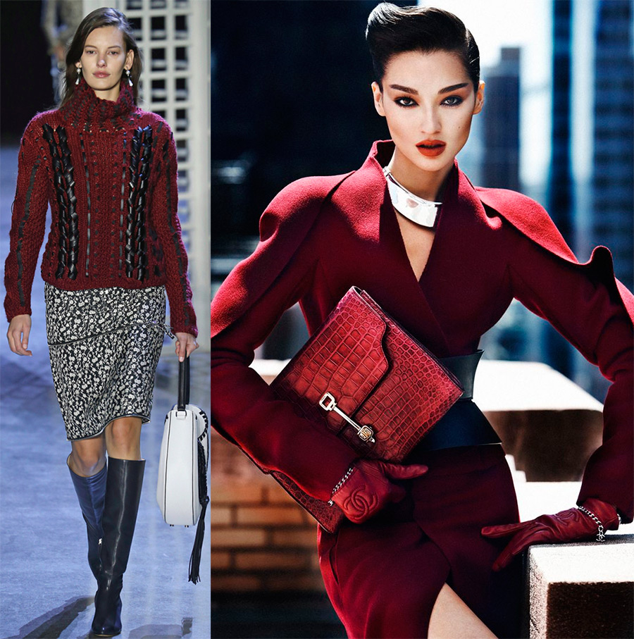 Couleur bordeaux dans les vêtements et accessoires