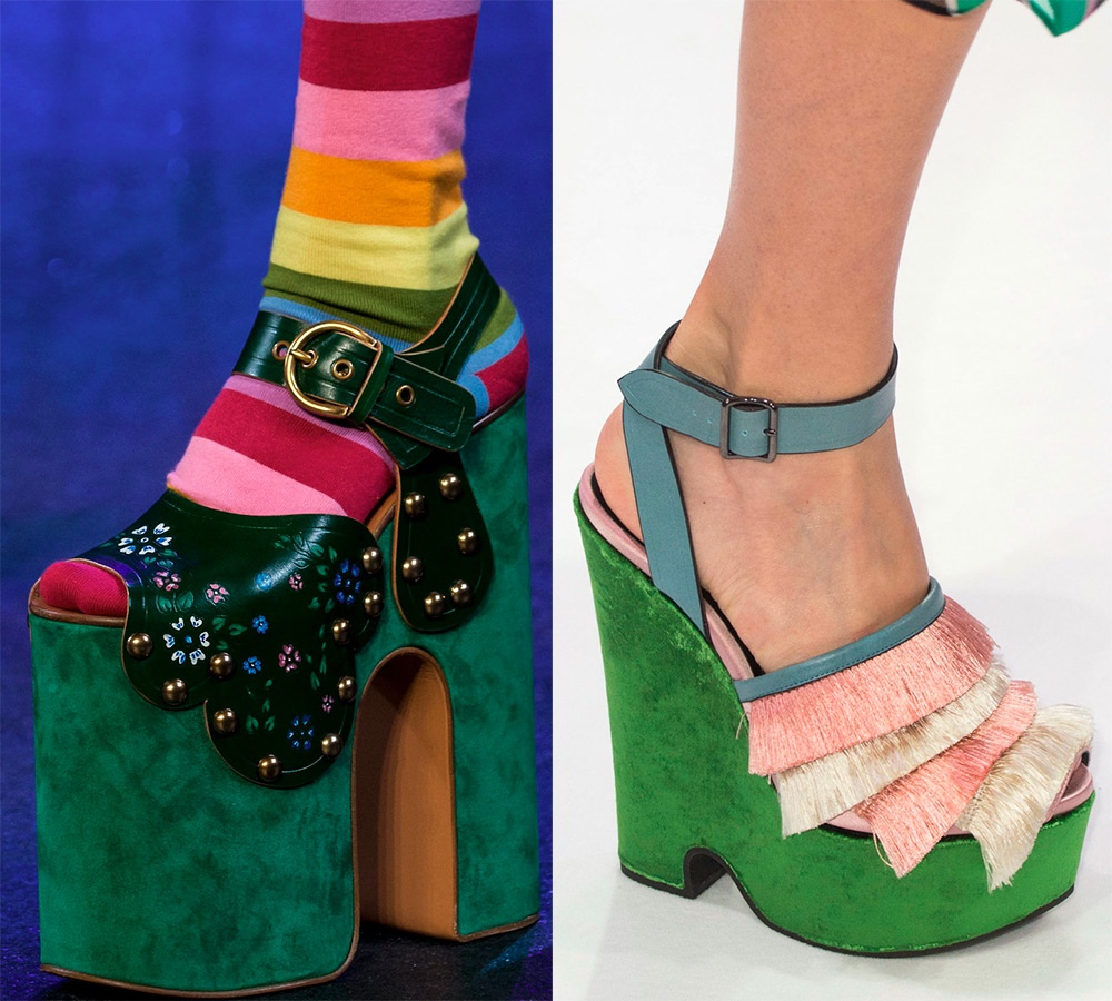 Des chaussures à la mode sur une plateforme massive