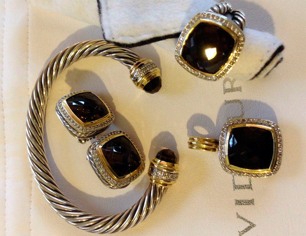 Rauchtopaz - quartz fumé en or