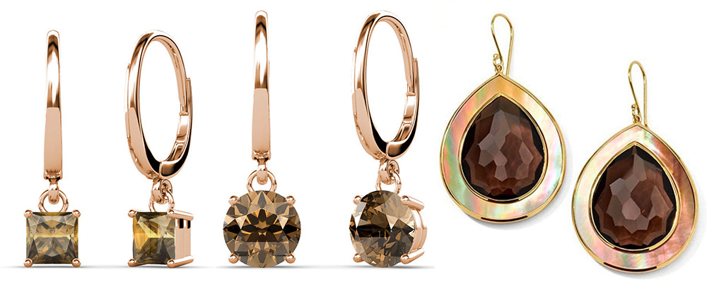 Boucles d'oreilles en or avec Rauchtopaz