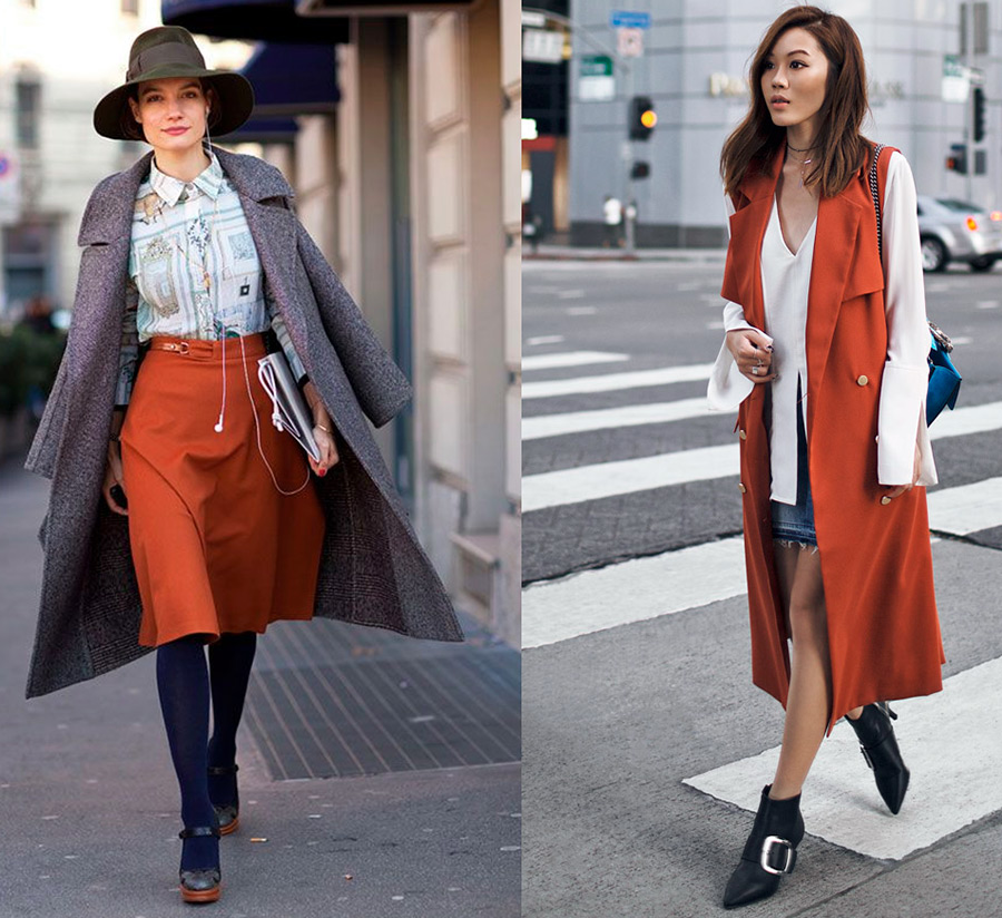 Couleur terre cuite dans les vêtements - photo d'images