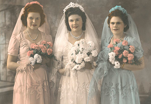 Robes de mariée des années 40 en photographies colorisées