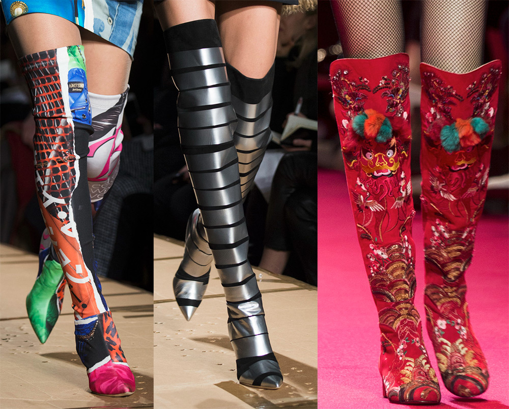 Bottes de créateur sur le genou