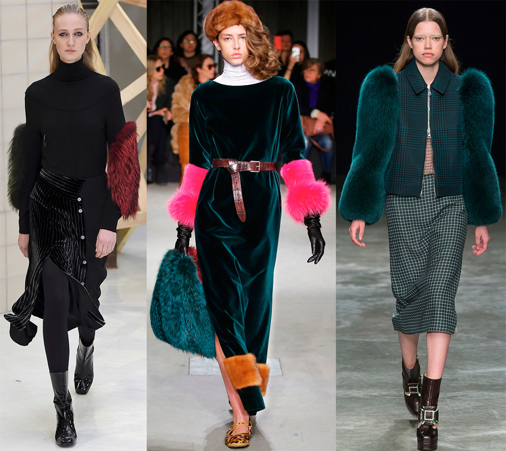 Robes et veste avec manches en fourrure