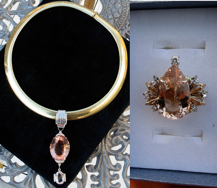 Collier et pendentif morganite