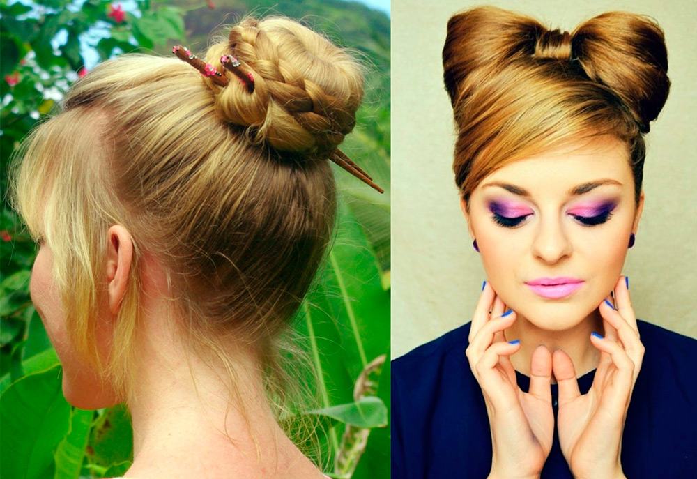 Coiffures du Nouvel An avec des faisceaux et un arc