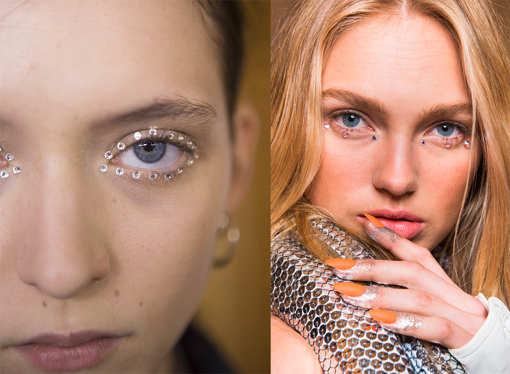Maquillage avec des strass sur les yeux