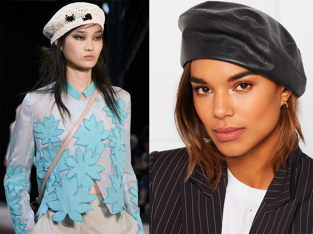 Bérets en tricot et cuir