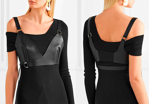 Top à soutien-gorge en cuir avec jupe en cuir