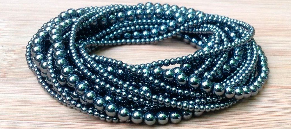 Perles en pierre d'hématite
