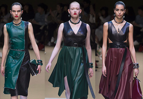 Robes et mannequins en cuir avec empiècements en cuir 18-19