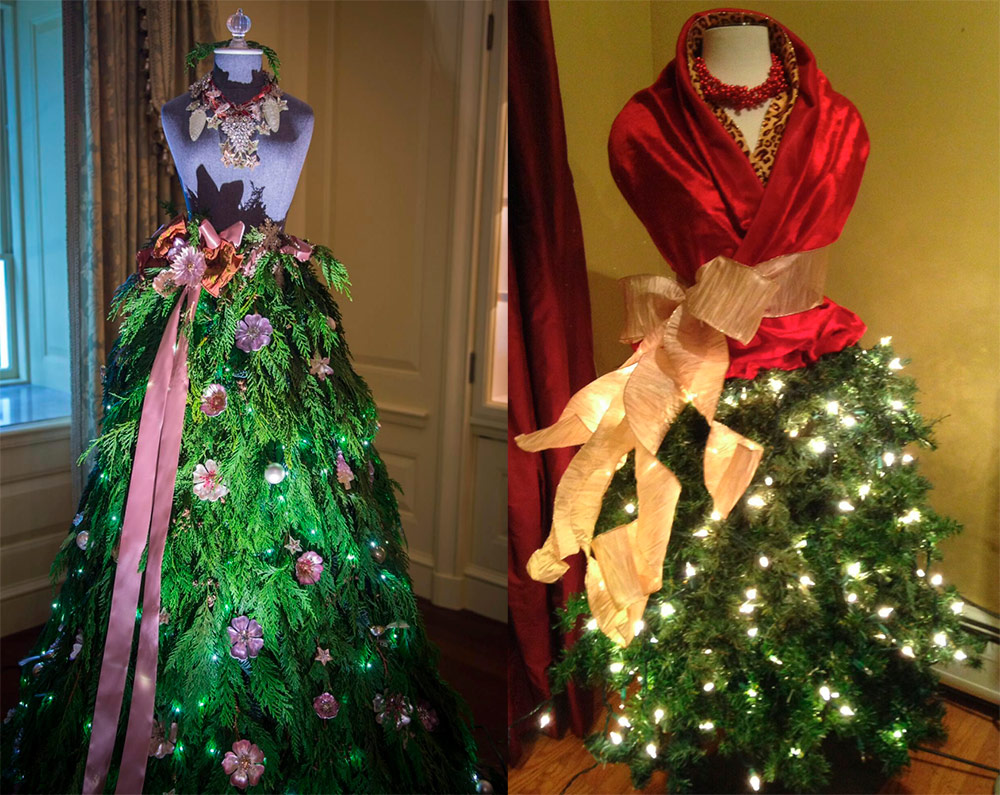 Arbre de Noël avec une ceinture de rubans